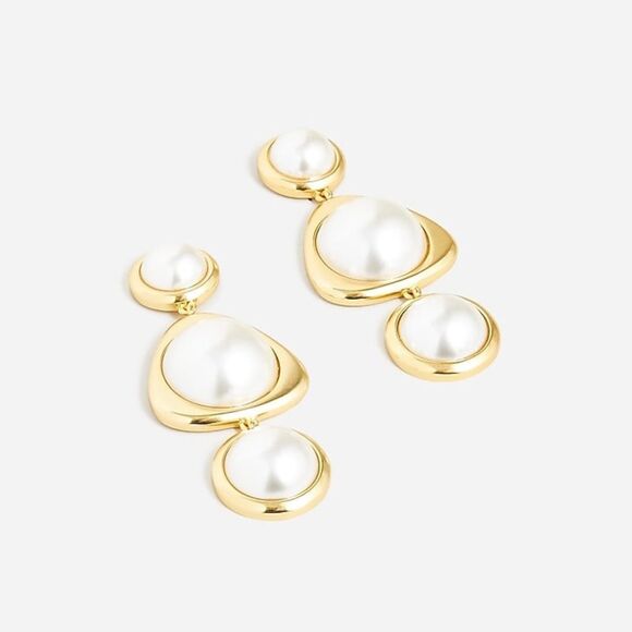 J.Crew | Triple Pearl Drop Earrings | 2.5” Length - Picture 1 of 4